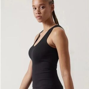 Athleta Aurora Tank Top Seamless Ribbed Stretch Black Women's XXS